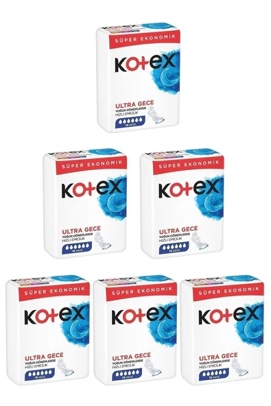 Kotex Ultra Quadro Süper Gece 16 Lı 6 Paket 96 Adet