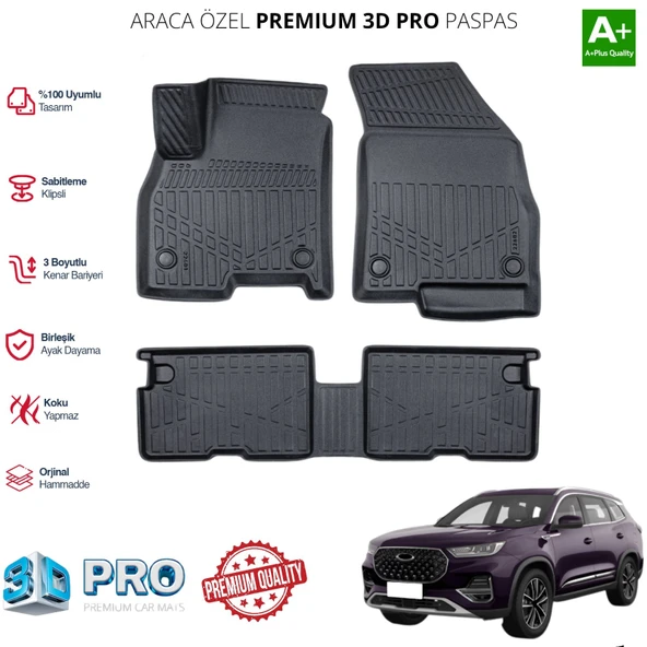 CHERY TİGGO 8 ARACA ÖZEL 3D PASPAS 2022 2023 2024 2025 ürün görseli 1