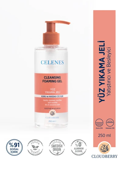 Celenes Yoğun Nemlendirici Ve Yatıştırıcı Cloudberry Yüz Yıkama Jeli Kuru Ve Hassas Ciltler 250 ml