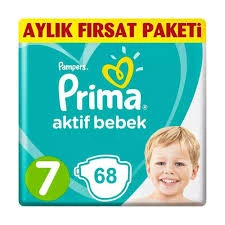PRİMA AKTİF BEBEK NO:7 EKONOMİK PAKET E.LARGE +15 KG 68 ADET ürün görseli