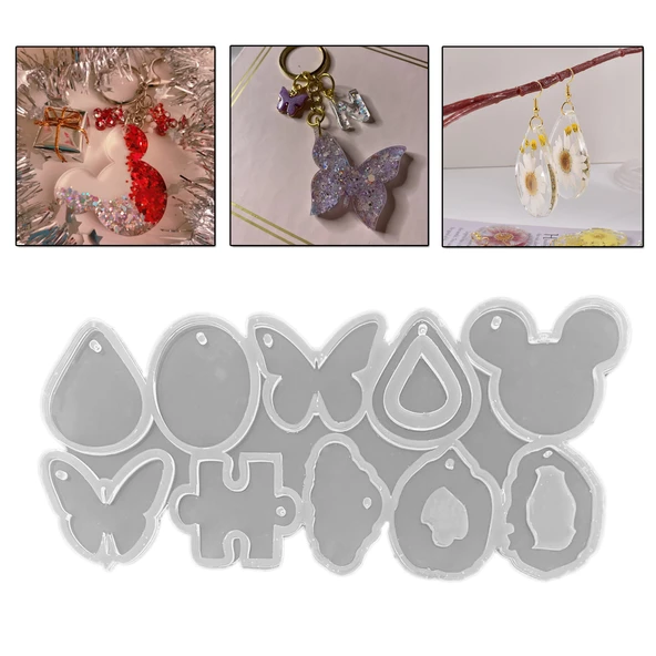 Epoksi Kalıbı Çoklu Figürler Damla Kelebek Mickey Mouse Kolye Ve Anahtarlık Kalıbı 10 Lu ürün görseli