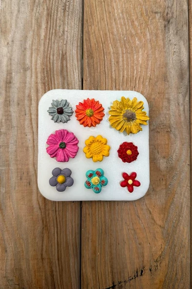 Çiçek Süsleme Set 3 Dokuzlu Silikon Mum Kalıbı - 5