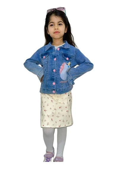 Kız Çocuk Nakışlı Kot Ceket 4/8 Yaş - 2