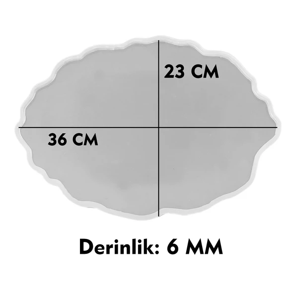 Epoksi Silikon Kalıp YERLİ Nişan ve Söz Tepsi Kalıbı Oval Düzensiz Dalgalı 23X36 CM - Resim 2