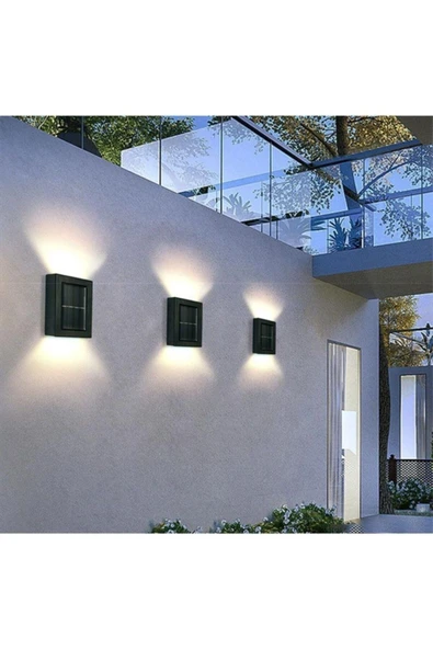 4 Adet Yeni Nesil Solar Çift Yönlü Duvar Lambası Güneş Enerjili Solar Aydınlatma Modern Dekorasyon - 7