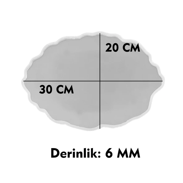 Epoksi Silikon Kalıp YERLİ Nişan ve Söz Tepsi Kalıbı Oval Düzensiz Dalgalı 20X30 CM - 2