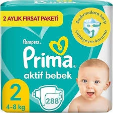 PRİMA AKTİF BEBEK NO:2 EKONOMİK PAKET 4/8 KG 288 ADET ürün görseli