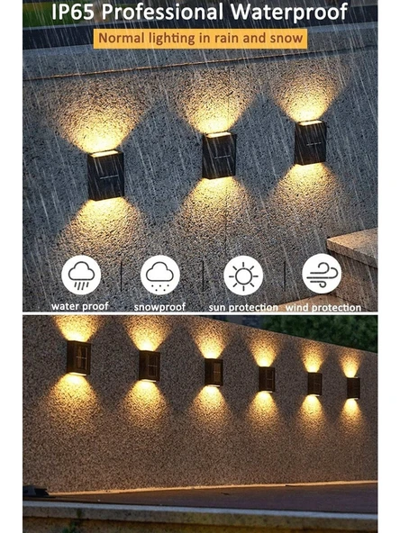 1 Adet Yeni Nesil Solar Çift Yönlü Duvar Lambası Güneş Enerjili Solar Aydınlatma Modern Dekorasyon - 3