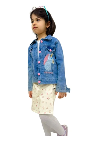 Kız Çocuk Nakışlı Kot Ceket 4/8 Yaş