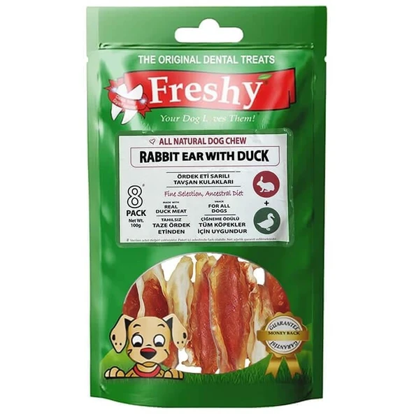 Freshy Ördek Eti Kaplı Tavşan Kulağı Köpek Ödülü 100 Gr ürün görseli 1