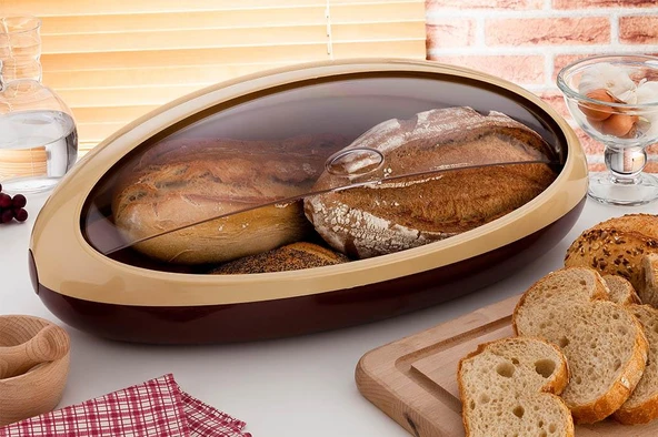 Omnipazar SY-5315 Plastik Cindy Ekmek Kutusu Kahverengi