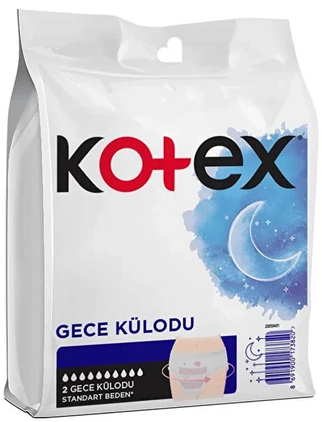 Kotex Gece Külodu / Külot Standart Beden (Yoğun Regl Dönemine Özel) (Paket içi 2 Adet)