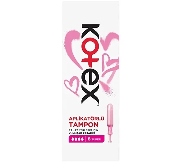 Kotex Aplikatörlü Tampon 8 Adet Süper Tekli Pk
