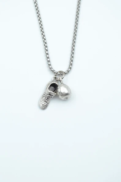 Futbol - Krampon - Top Gümüş Kaplama Örme Zincir Kolye ürün görseli 1