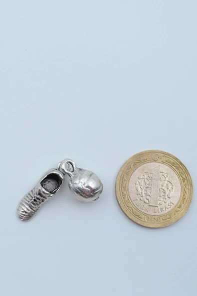 Futbol - Krampon - Top Gümüş Kaplama Örme Zincir Kolye - Resim 4