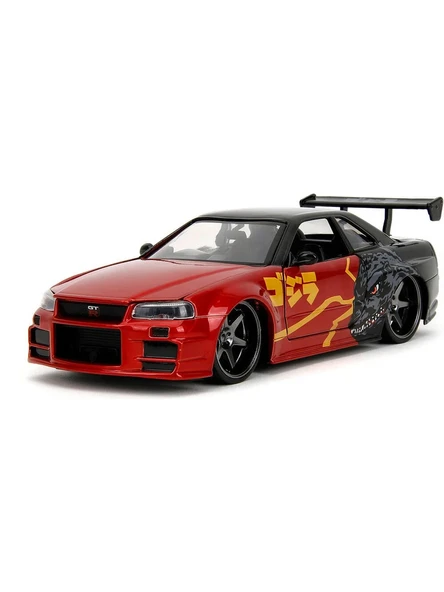 Jada 1:24 Ölçekli Araba Godzilla 2002 Nissan Skyline Gt-r R34 - 3