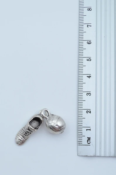 Futbol - Krampon - Top Gümüş Kaplama Örme Zincir Kolye - Resim 3