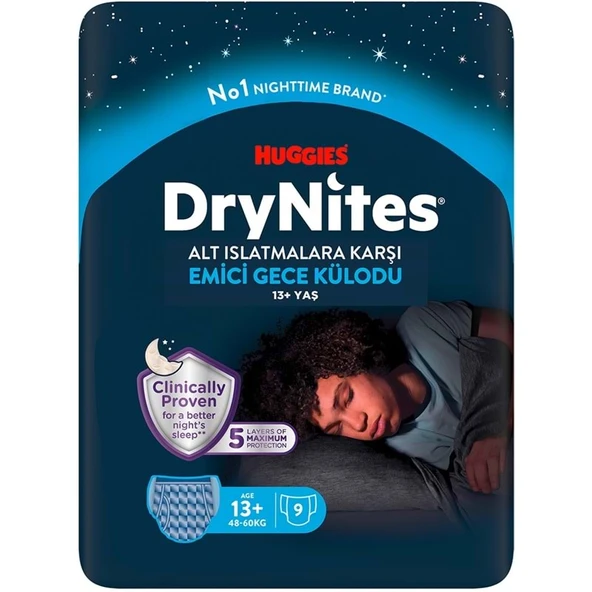 Drynites Emici Gece Külodu/Külot Bez Erkek 13+ Yaş (48-60KG) X Large 9 Adet (Alt Islatmalara Karşı) ürün görseli 1
