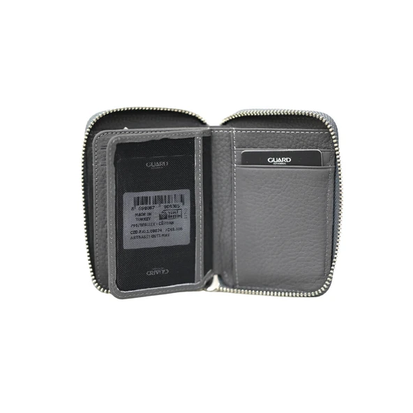 Guard Antrasit  Hakiki Deri Fermuarlı Guti Mat Deri Mini Cüzdan - GRD250207WT1849 - Resim 4