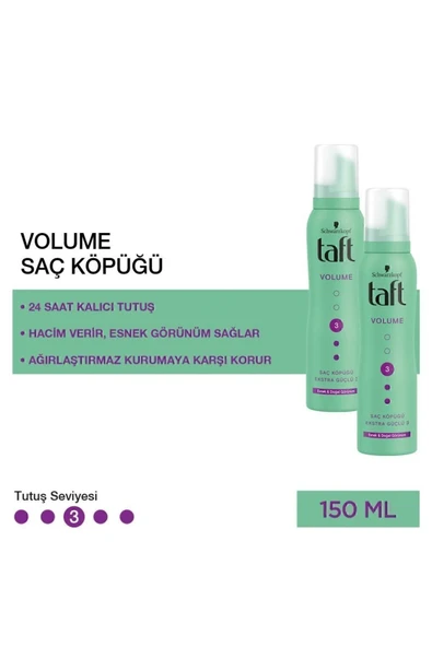 Taft True Volume Saç Köpüğü 150ml - 2'li Set Hacim Verici