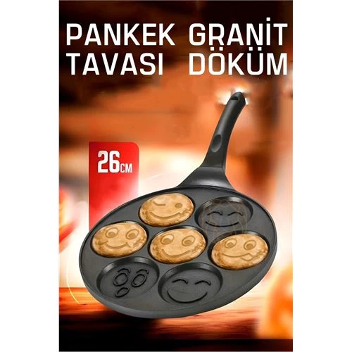 ModaCar Pankek Tavası Granit Döküm Emoji