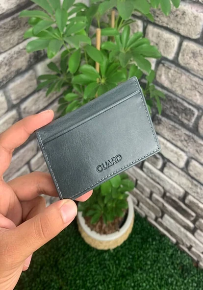 Guard Antik Siyah Hakiki Deri Mini Boy Kartlık - GRD250207WT1050