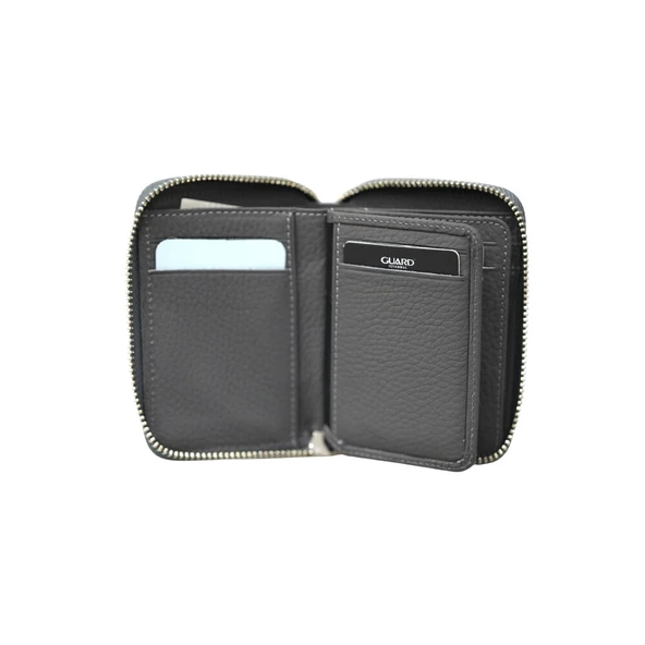 Guard Antrasit  Hakiki Deri Fermuarlı Guti Mat Deri Mini Cüzdan - GRD250207WT1849 - Resim 2