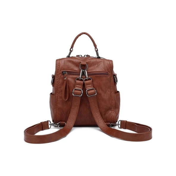 Yıkama Deri Sırt Askılı Kadın Çantası 21K Barcelona 1915 - Resim 3