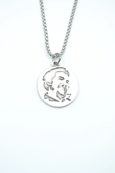 Che Guevara Madalyon Gümüş Kaplama Örme Zincir Kolye ürün görseli 1