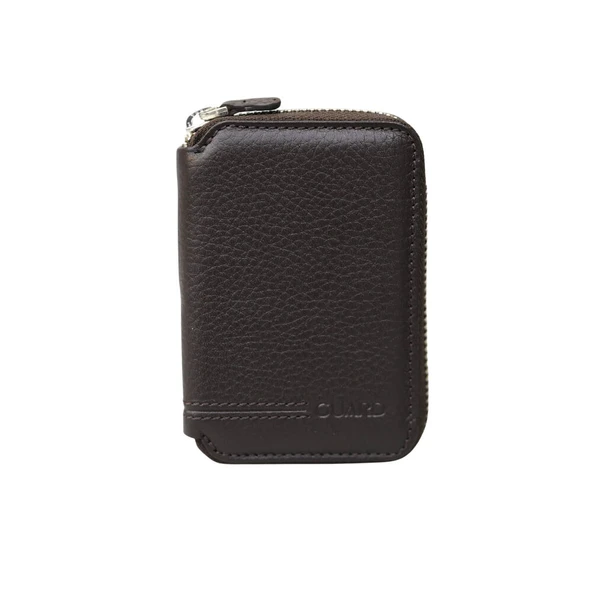 Guard Kahverengi Hakik Deri Fermuarlı Mini Cüzdan - GRD250207WT1850