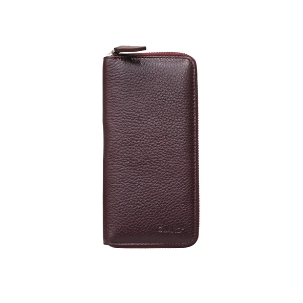 Guard Bordo Hakiki Deri Fermuarlı Kadın Cüzdanı - GRD250207WT1852