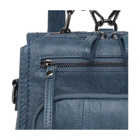 Yıkama Deri Sırt Askılı Kadın Çantası 21K Barcelona 1915 - Resim 2