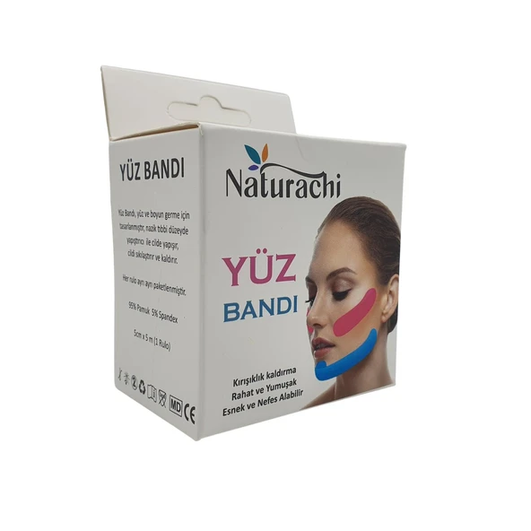Beauty Tape Yüz Yogası İçin Kinesio Tape Face Tape Yüz Germe Bandı Pembe Renk - 2