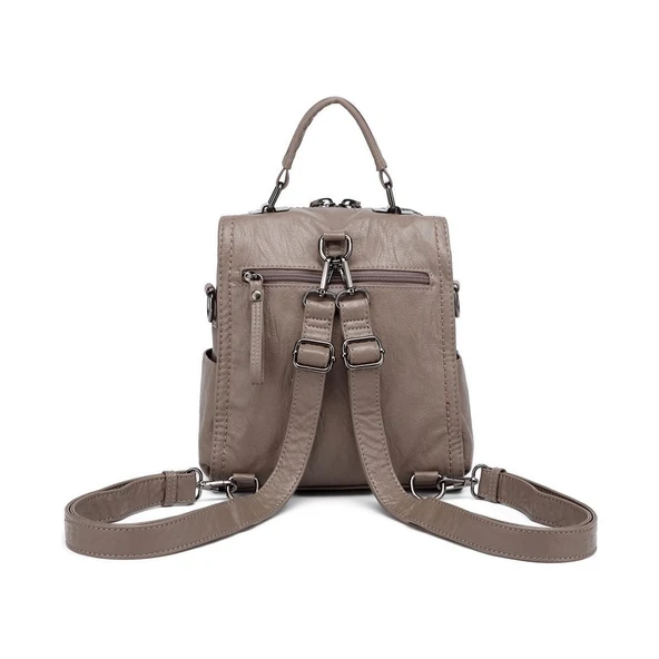 Yıkama Deri Sırt Askılı Kadın Çantası 21K Barcelona 1915 - Resim 3