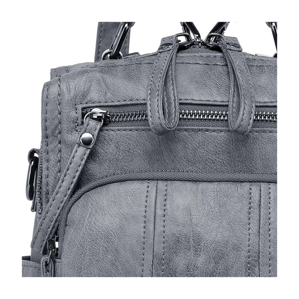 Yıkama Deri Sırt Askılı Kadın Çantası 21K Barcelona 1915 - Resim 2