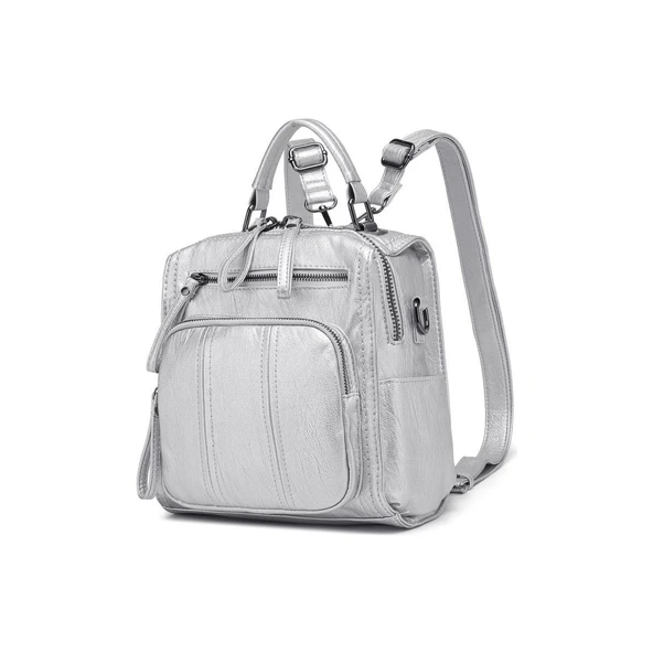 Yıkama Deri Sırt Askılı Kadın Çantası 21K Barcelona 1915 - Resim 4