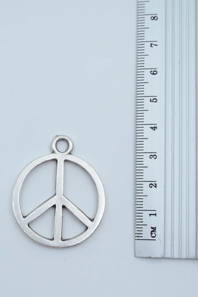 Peace Barış İşareti Gümüş Kaplama Örme Zincir Kolye - 3