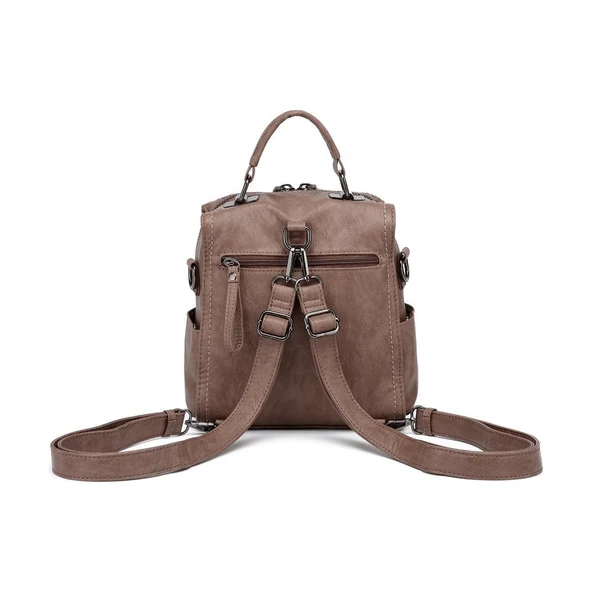 Yıkama Deri Sırt Askılı Kadın Çantası 21K Barcelona 1915 - Resim 3