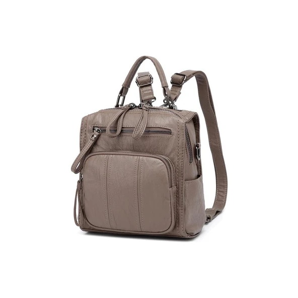 Yıkama Deri Sırt Askılı Kadın Çantası 21K Barcelona 1915 - Resim 4