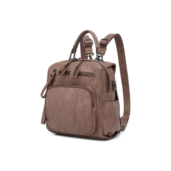 Yıkama Deri Sırt Askılı Kadın Çantası 21K Barcelona 1915 - Resim 4