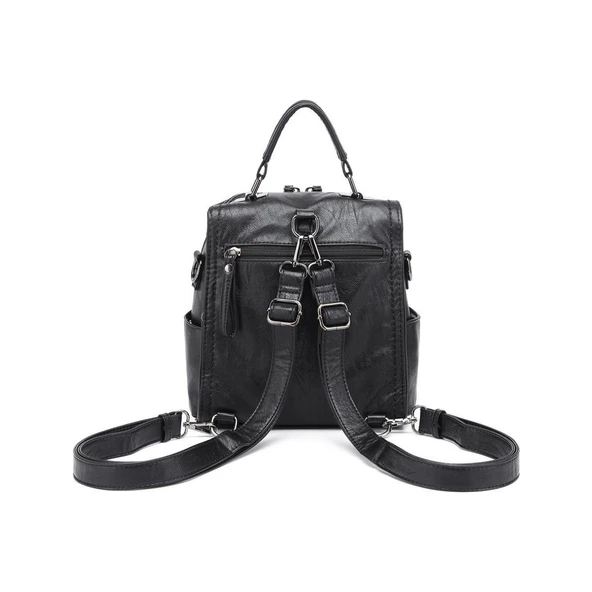 Yıkama Deri Sırt Askılı Kadın Çantası 21K Barcelona 1915 - Resim 5