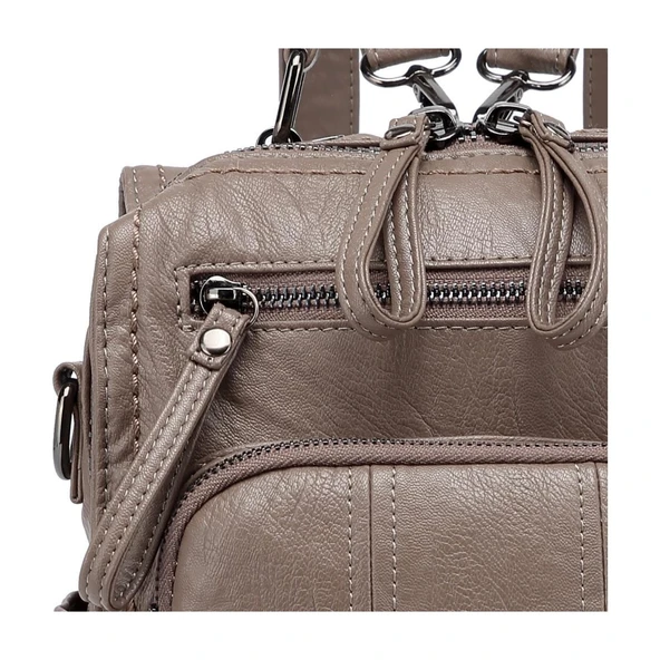 Yıkama Deri Sırt Askılı Kadın Çantası 21K Barcelona 1915 - Resim 2