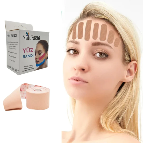 Beauty Tape Yüz Yogası İçin Kinesio Tape Face Tape Yüz Germe Bandı Bej Renk