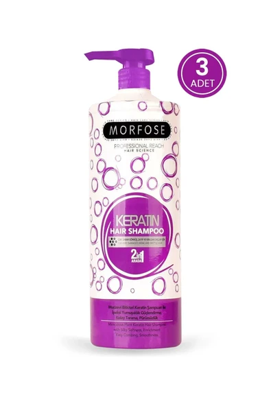Morfose Keratin Saç Bakım Şampuanı 1000 ml 3 Adet - Besleyici, Koruyucu Etki