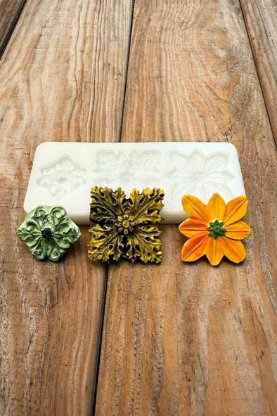 Çiçek Süsleme Set 4 Üçlü Silikon Mum Kalıbı - Resim 3