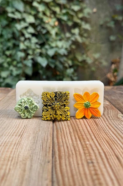 Çiçek Süsleme Set 4 Üçlü Silikon Mum Kalıbı - Resim 2