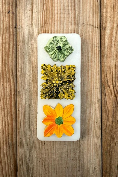 Çiçek Süsleme Set 4 Üçlü Silikon Mum Kalıbı - Resim 4