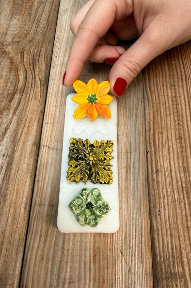 Çiçek Süsleme Set 4 Üçlü Silikon Mum Kalıbı ürün görseli