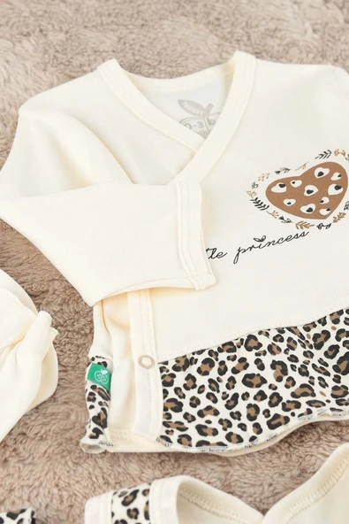 Leopar Desenli 6li Hastane Çıkışı Seti %100 Pamuk