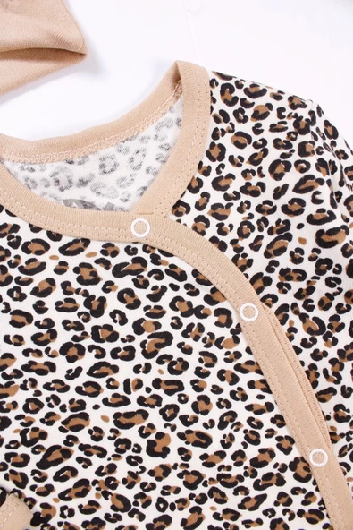 Leopar Desenli Kız Bebek 4'lü Tulum Seti - 2